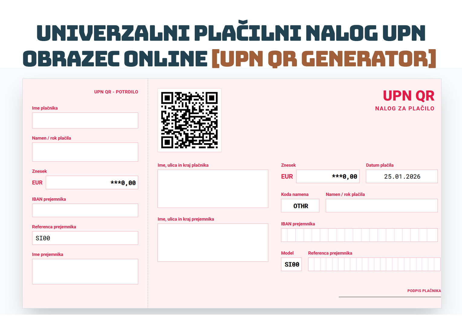 Univerzalni plačilni nalog obrazec [UPN QR Generator]